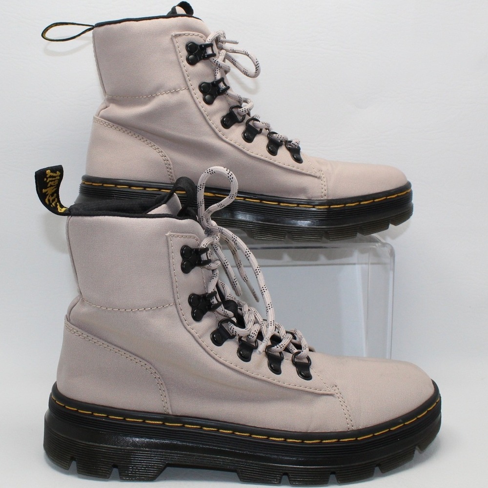 Dr. Martens Combs W Canvas Lace Up Combat Boots Pink Taupe Women 7 US‎ L 25110